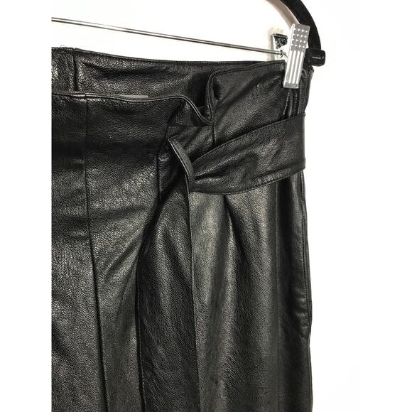 Commando Women's M Black Vegan Leather Pants Paperbag Tie Waist Goth Sleek - Picture 3 of 9